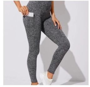 Leggings High Waisted Tummy Control Workout Yoga Pants (Color: Gray', size: M)