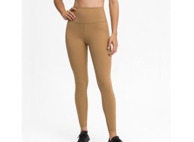 High Waist Yoga Pants with Pockets Leggings (Color: Yellow, size: 2)