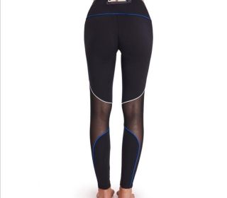 Mesh High Waist Tummy Control Leggings (Color: Black, size: XL)