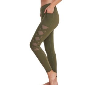 Soft High Waisted Workout Leggings (Color: Green, size: L)