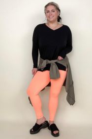 Premium Microfiber Wide Waistband Leggings (Color: Neon Coral, size: S)