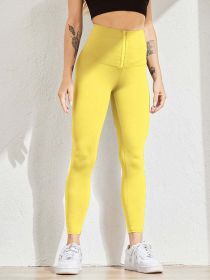 Women Legging for Fitness High Waist Leggings Push Up Sports Leggings Women Sexy Slim Black Legging Sportswear (Color: Yellow, size: XL)